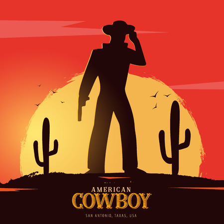Cowboy banner. Wild West and Rodeo with horse. Texas. Vector illustrationのイラスト素材