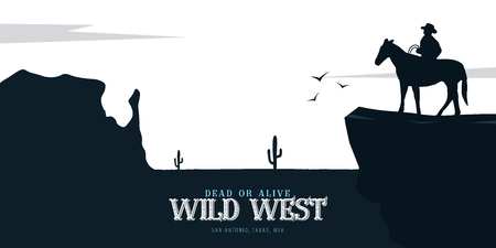 Cowboy banner. Wild West and Rodeo with horse. Texas. Vector illustrationのイラスト素材