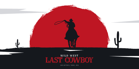Cowboy banner. Wild West and Rodeo with horse. Texas. Vector illustrationのイラスト素材