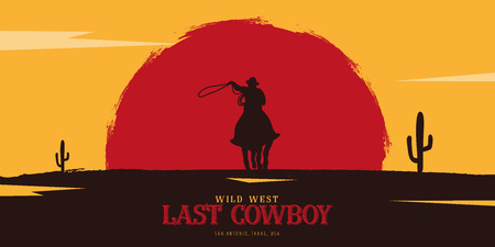 Cowboy banner. Wild West and Rodeo with horse. Texas. Vector illustrationのイラスト素材