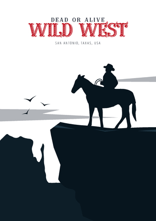 Cowboy banner. Wild West and Rodeo with horse. Texas. Vector illustrationのイラスト素材