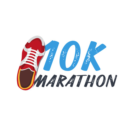10K Marathon Run Event with sneakers. Vector illustration.のイラスト素材
