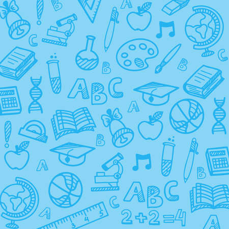 Back to School banner with hand draw doodle background. Vector illustration.のイラスト素材