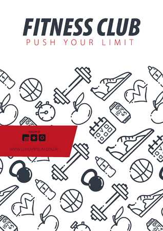 Fitness Gym Motivation Quote. Hand draw doodle background.のイラスト素材