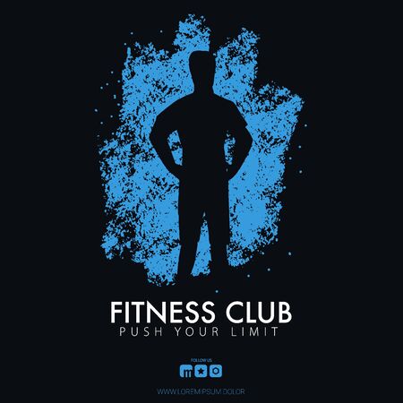 Fitness Club Banner with man on the color grunge style background.のイラスト素材