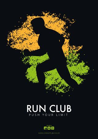 Fitness Club Banner with man on the color grunge style background.のイラスト素材