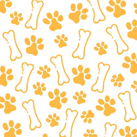 Pet Hand draw doodle background with cat or dog pawsのイラスト素材