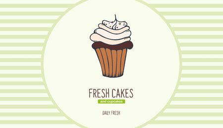 Cupcakes and Cakes banner. Bakery and pastry.のイラスト素材