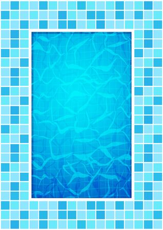 Swimming pool bottom caustics ripple and flow with waves background. Texture of water surface. Overhead view. Vector illustrationのイラスト素材