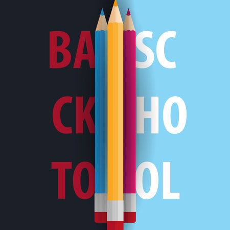 Back to School banner with colour pencils. Vector illustrationのイラスト素材