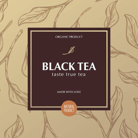 Tea banner with leaves on the backgroundのイラスト素材