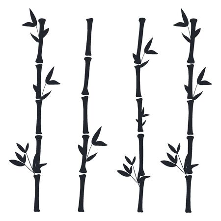 Black bamboo branches and leaves. Bamboo stems.のイラスト素材
