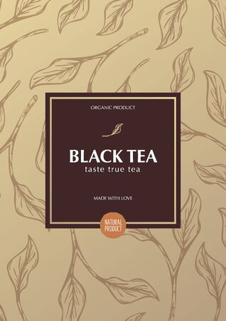 Tea banner with leaves on the background.のイラスト素材