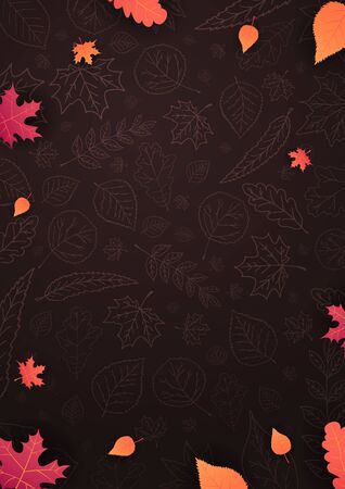 Autumn background with leaves for shopping sale or promo poster and frame leaflet or web banner and social mediaのイラスト素材