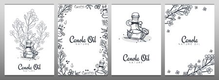 Set of Rapeseed and canola oil banners. Nature Organic product.のイラスト素材