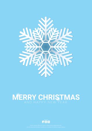 Merry Christmas background with snowflakes on the blue background.のイラスト素材
