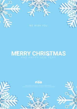 Merry Christmas background with snowflakes on the blue backgroundのイラスト素材
