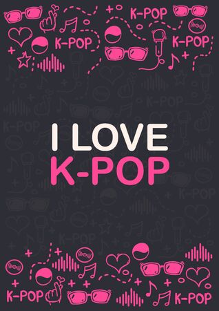 K Pop hand draw doodle background. Korean music style.のイラスト素材