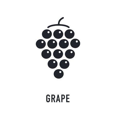 Grape icon on white background. Forest berry sign, healthy foodのイラスト素材