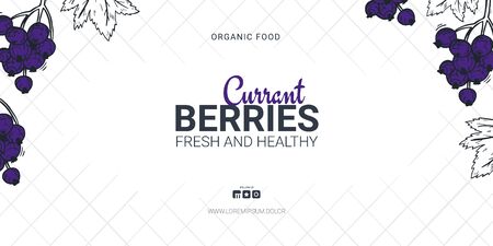 Berries banner with currants. Food design template with berryのイラスト素材