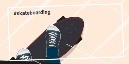 Modern Skateboarding illustration. Colorful Skate Board bannerのイラスト素材