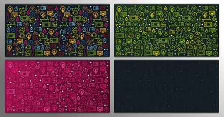 Set of Graphic Design Backgrounds with hand draw doodle elementsのイラスト素材
