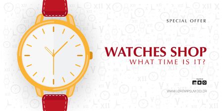 Watches Shop banner with hand draw doodle backgroundのイラスト素材