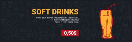 FastFood Menu with Soft Drinks. Hand draw doodle background.のイラスト素材