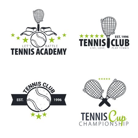 Set of Tennis club or championship logos or emblems. Vector Illustration.のイラスト素材
