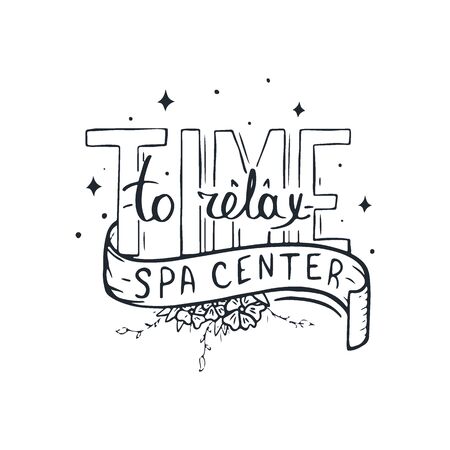 Spa and Relax Center hand draw lettering.のイラスト素材