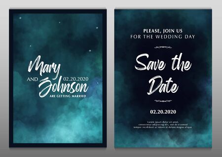 Wedding Invitation. Save the Date. Poster with cloudy backgroundのイラスト素材