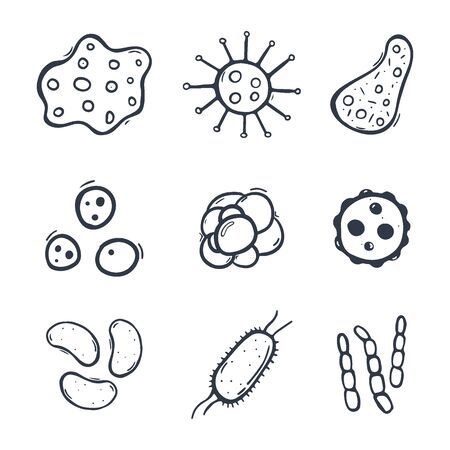 Set of virus elements. Medicine banner. Vector illustrationのイラスト素材