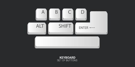 Set of Keyboard buttons on white background. Vector illustrationのイラスト素材