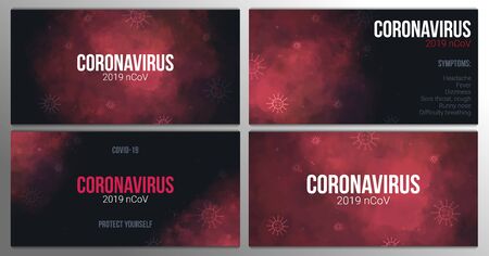 Set of banners. Novel Coronavirus 2019 nCoV. COVID 2019. Vector illustration.のイラスト素材