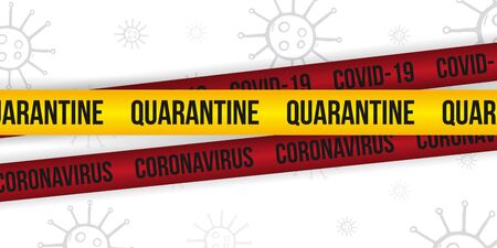 Pandemic stop Novel Coronavirus outbreak covid-19 or 2019-nCoV. Quarantine banner with stripes.のイラスト素材