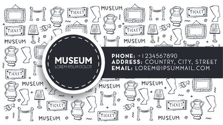 Museum hand draw doodle background. Vector illustration.のイラスト素材