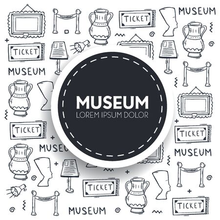 Museum hand draw doodle background. Vector illustration.のイラスト素材