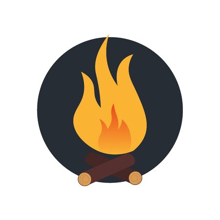 Summer camp icon bonfire. Vector flat illustration.のイラスト素材