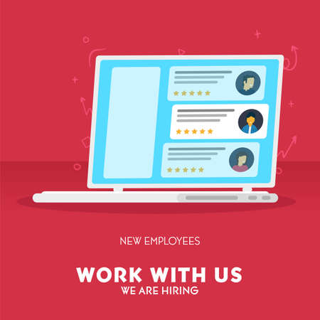 We are hiring. Recruiting banner with Choosing Best Candidate for Job. Vector illustrationのイラスト素材