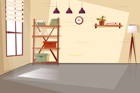 Empty room at the day. Flat vector illustration.のイラスト素材