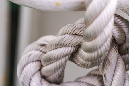 sailor knot made with thick white ropeの写真素材