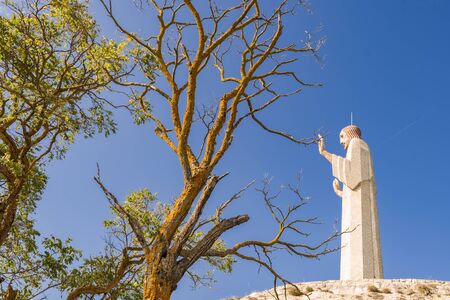 Otero Christ, Cristo del Otero, with dramatic sky in Palencia, Spainの写真素材
