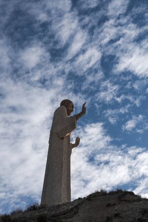 Otero Christ, Cristo del Otero, with dramatic sky in Palencia, Spainの写真素材