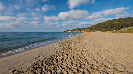 binigaus beach, abandoned paradise beaches during spring and summer in Menorca, a Spanish Mediterranean island, after the covid 19 coronavirus crisisの写真素材
