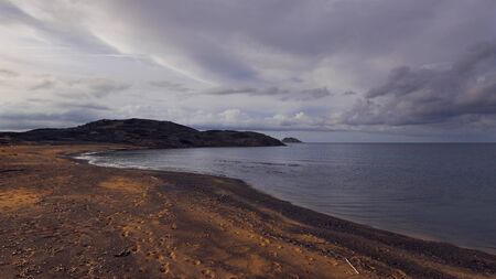 binimel-la beach, abandoned paradise beach during spring and summer in Menorca, a Spanish Mediterranean island, after the covid 19 coronavirus crisisの写真素材