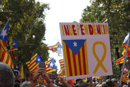 Manifestation for the National Day of Catalunya (Diada) 2018.のeditorial素材