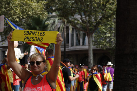 Manifestation for the National Day of Catalunya (Diada) 2018.のeditorial素材