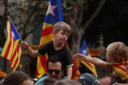 Manifestation for the National Day of Catalunya (Diada) 2018.のeditorial素材