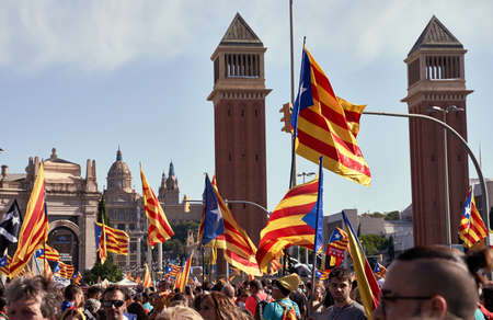 Manifestation for the National Day of Catalunya (Diada) 2019のeditorial素材