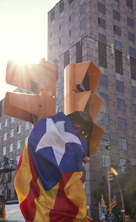 Manifestation for the National Day of Catalunya (Diada) 2019のeditorial素材